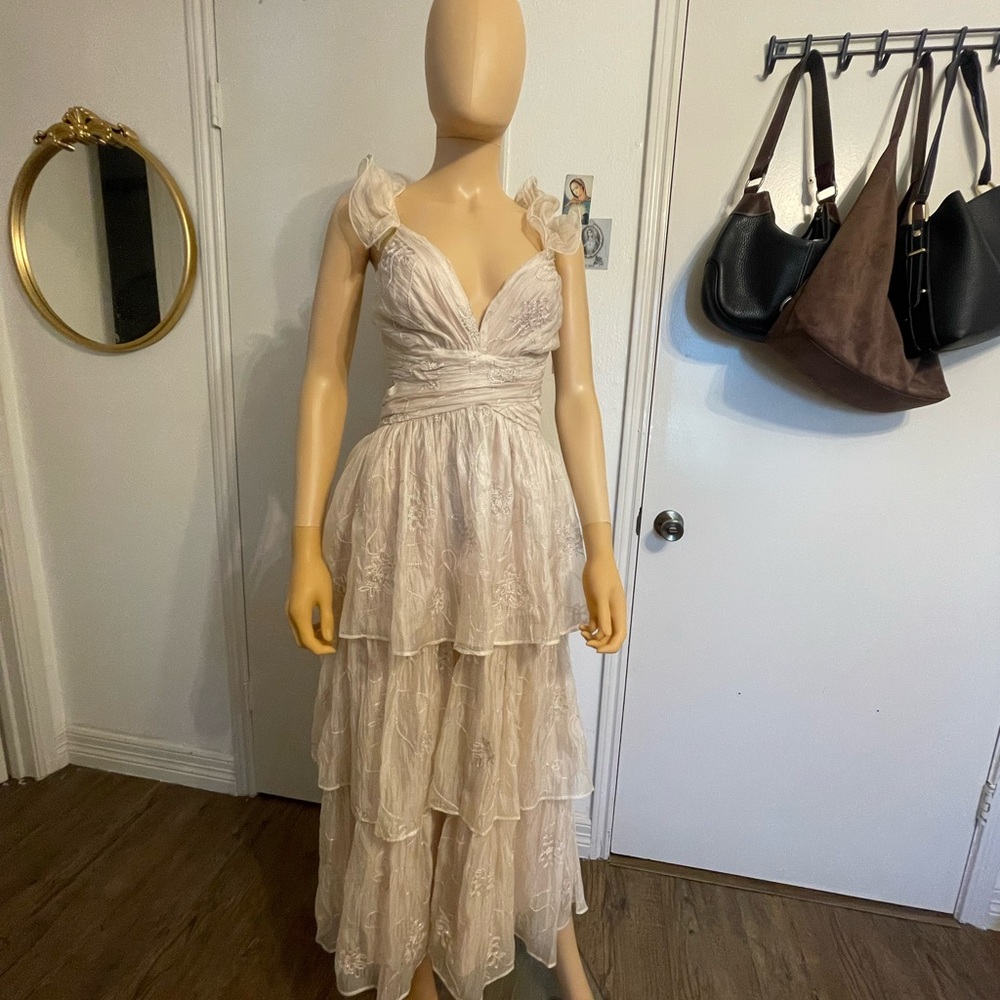 Lulu's Cream Layered Maxi Dress